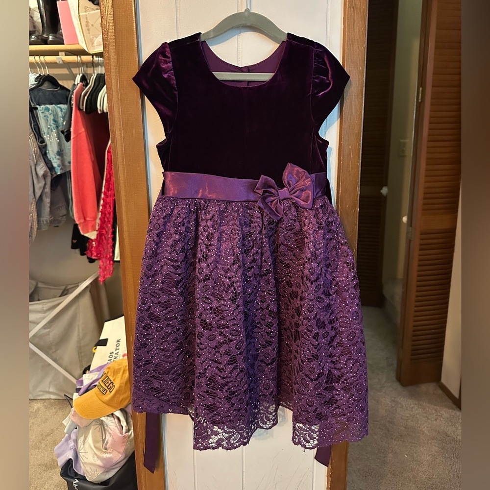 Jona Michelle Deep Purple Velvet and Lace Dress